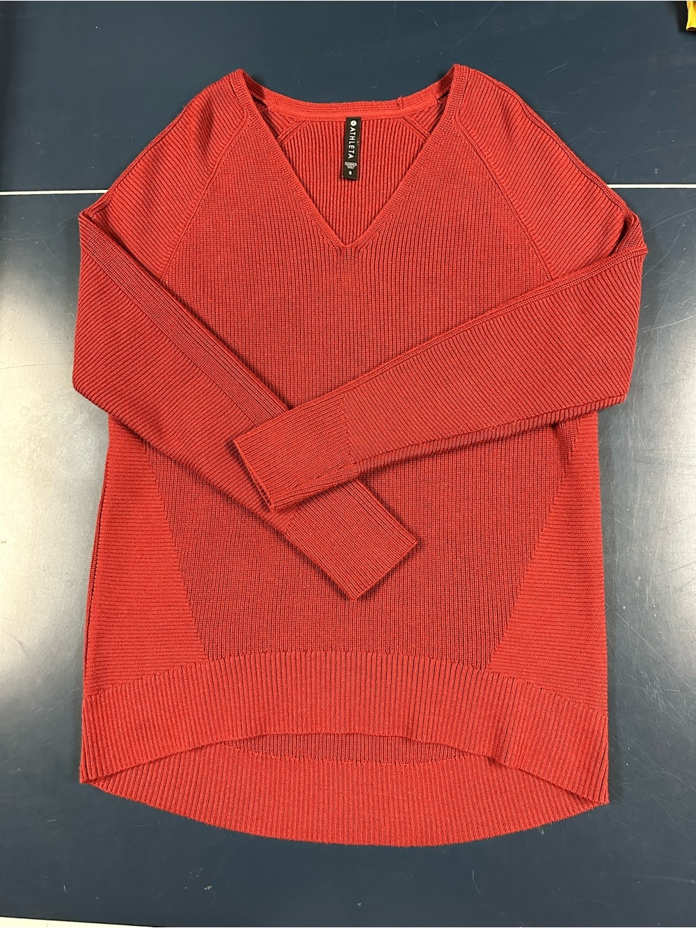 Athleta HANOVER Merino Wool Blend V-Nk Texture Stitch Sweater. Sz S. Exclnt Cndn